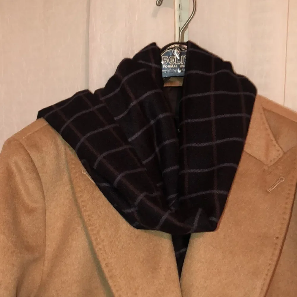 Van Heusen Men’s Black Brown Gray Simple Grid Reversible Scarf